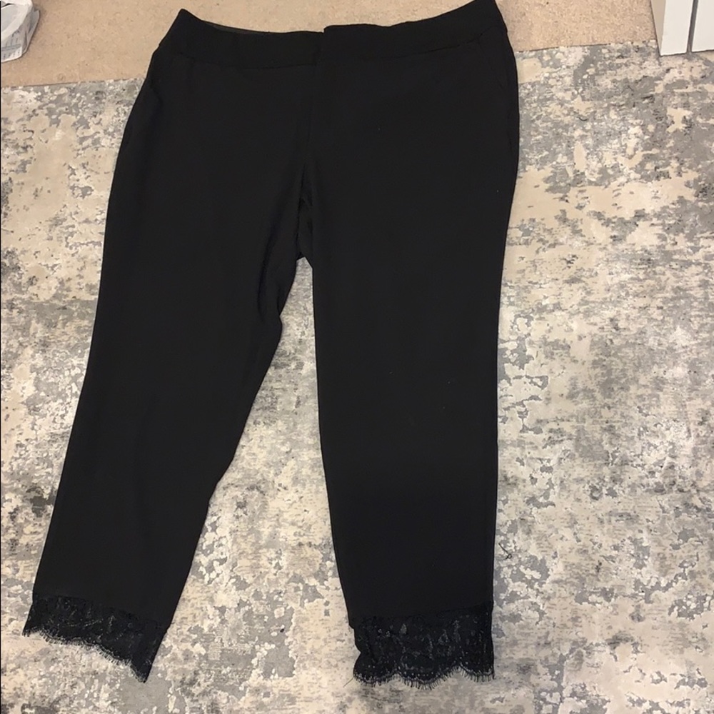 Black Dress Pants W/Lace Ankle Detail